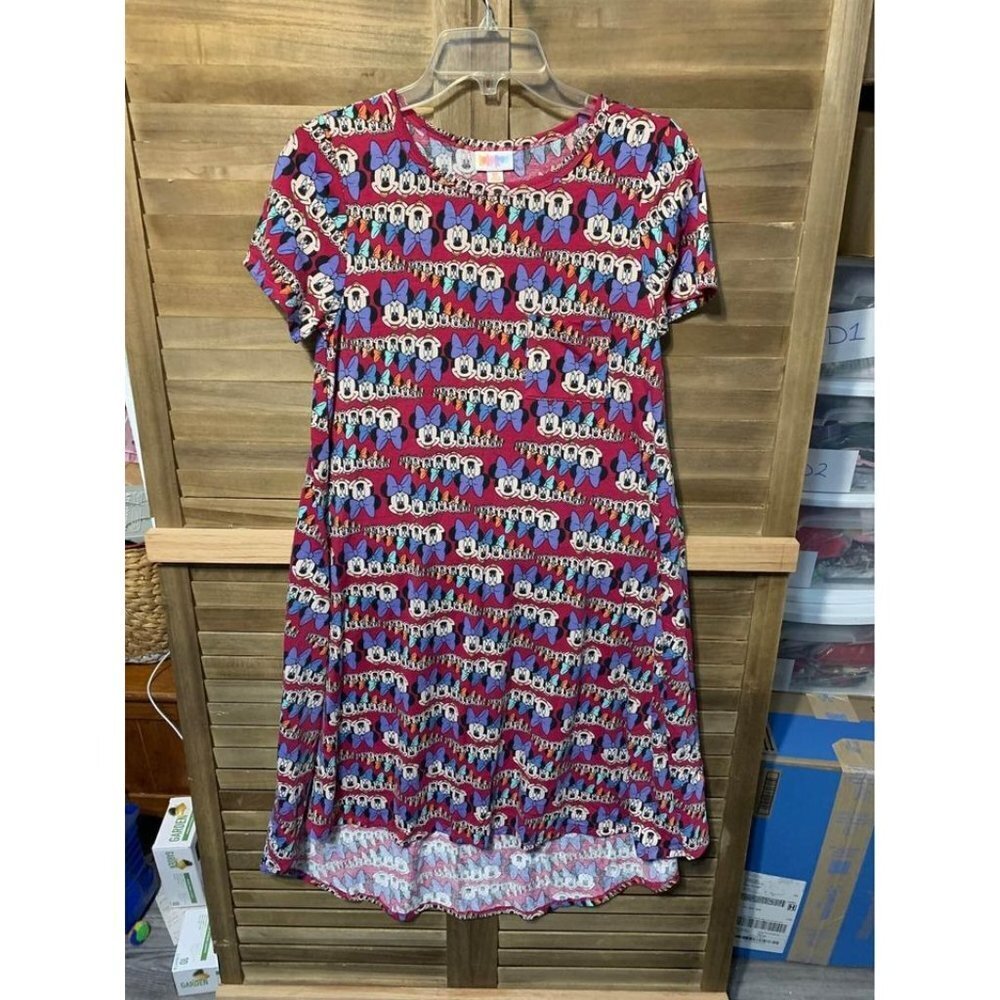Disney LuLaRoe Minnie Mouse Dress Casual Retro Vacation Summer Pink Women Sz XS